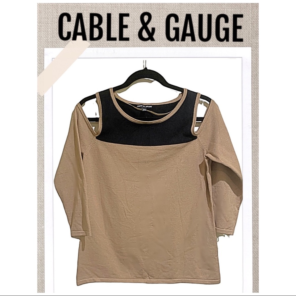 Flash Sale Cable & Gauge Top Cutout Of-the-shoulder Metallic Tan Black Size M